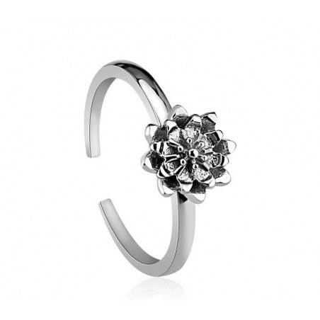 Egyszerű tervezésű virág alakú nyitott s925 ezüst gyűrű