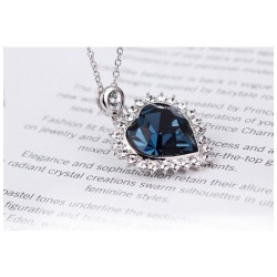 Szív alakú kék kristály divat nyaklánc